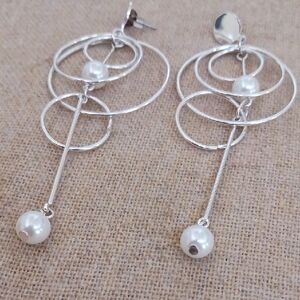 3/$15 ❣️Silver Circle Earrings Valentine Prom Wedding Formal